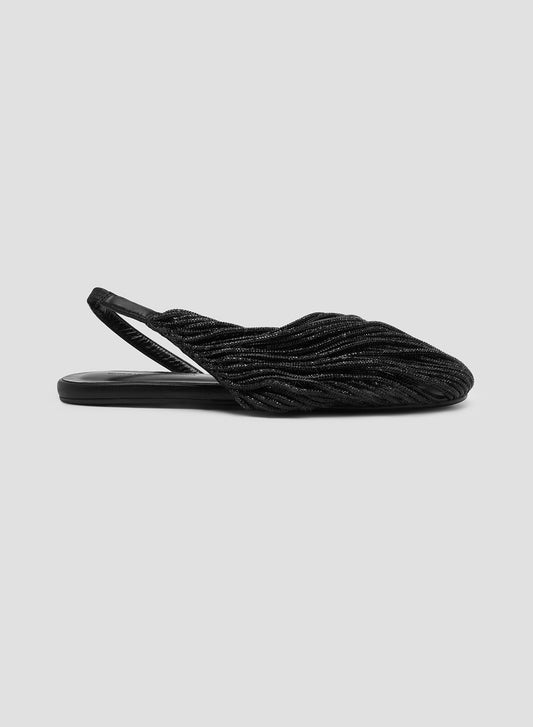 Image of Flats. Product name - Saskia Stranded Crystal Flat in Black colour by brand - CHRISTOPHER ESBER