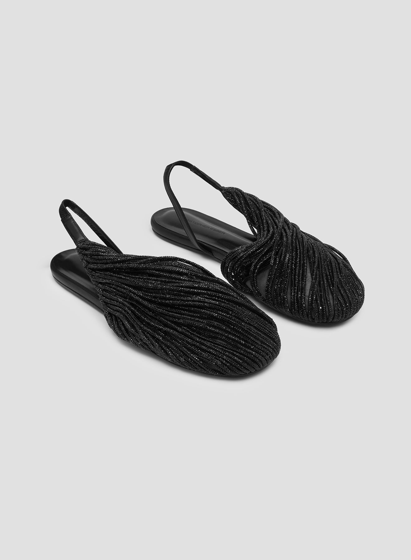 CHRISTOPHER ESBER Saskia Stranded Crystal Flat (Black)
