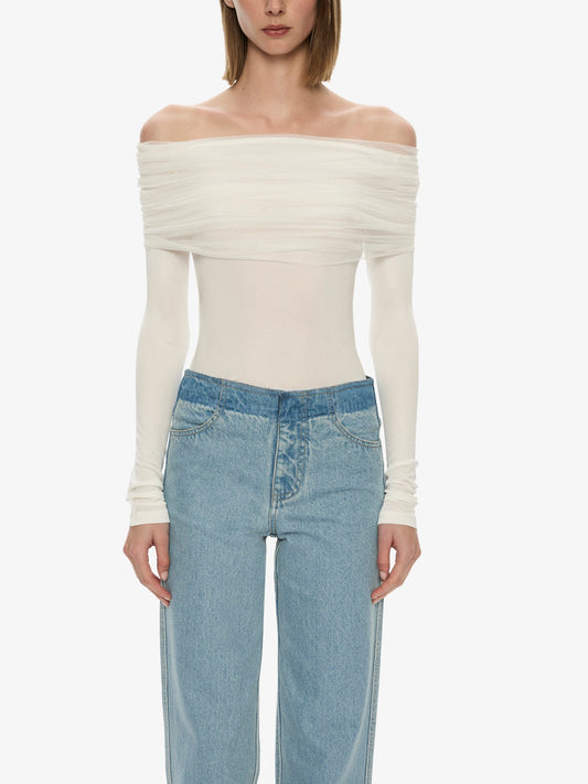 Christopher Esber Sonora Veiled Long Sleeve Top (White)