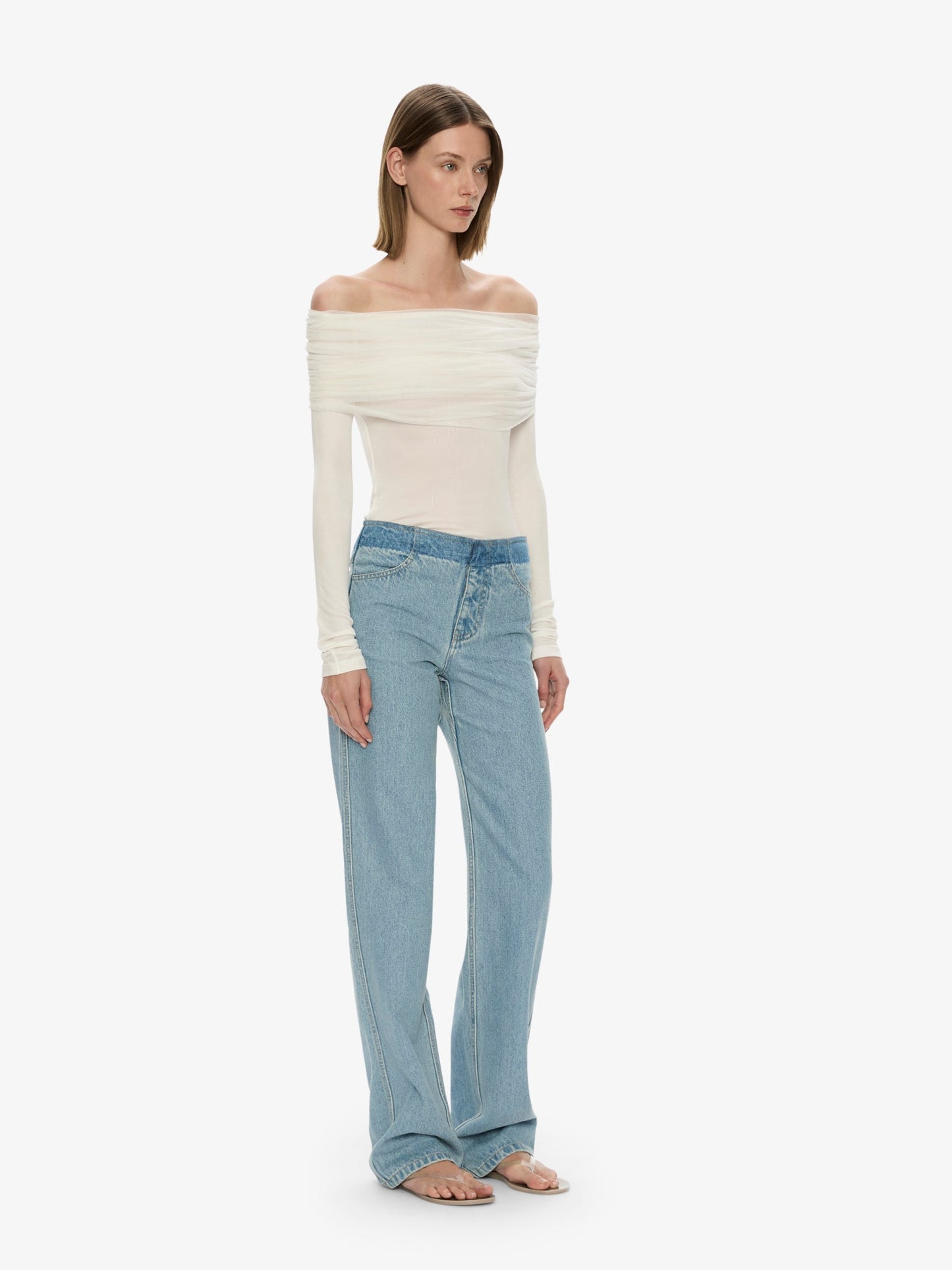 Christopher Esber Sonora Veiled Long Sleeve Top (White)