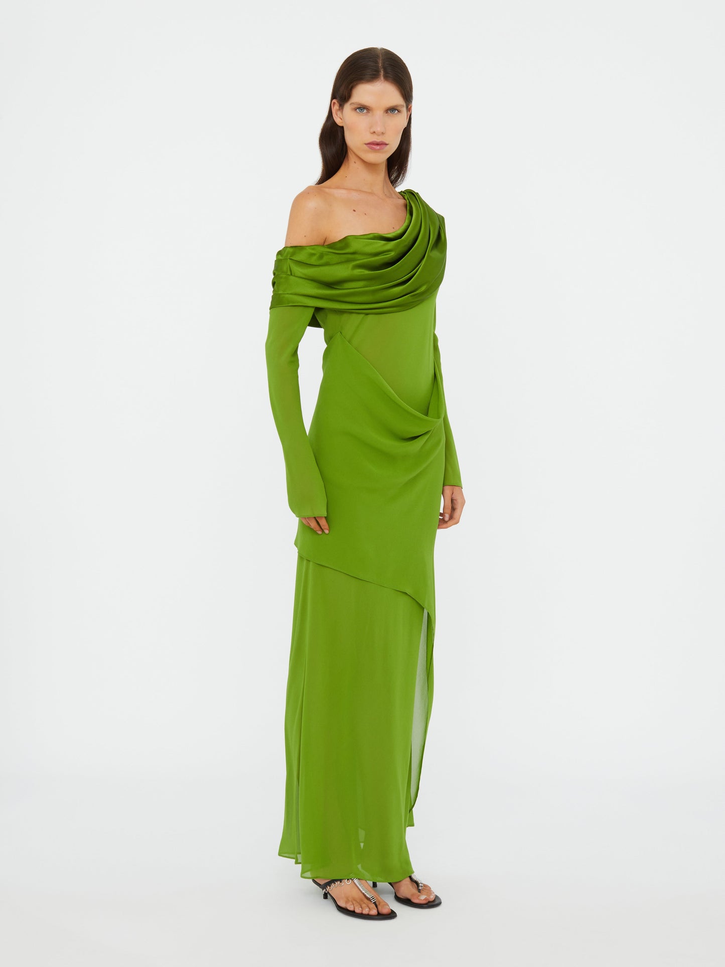 Christopher Esber Silk Draped Shawl Dress (Cactus)