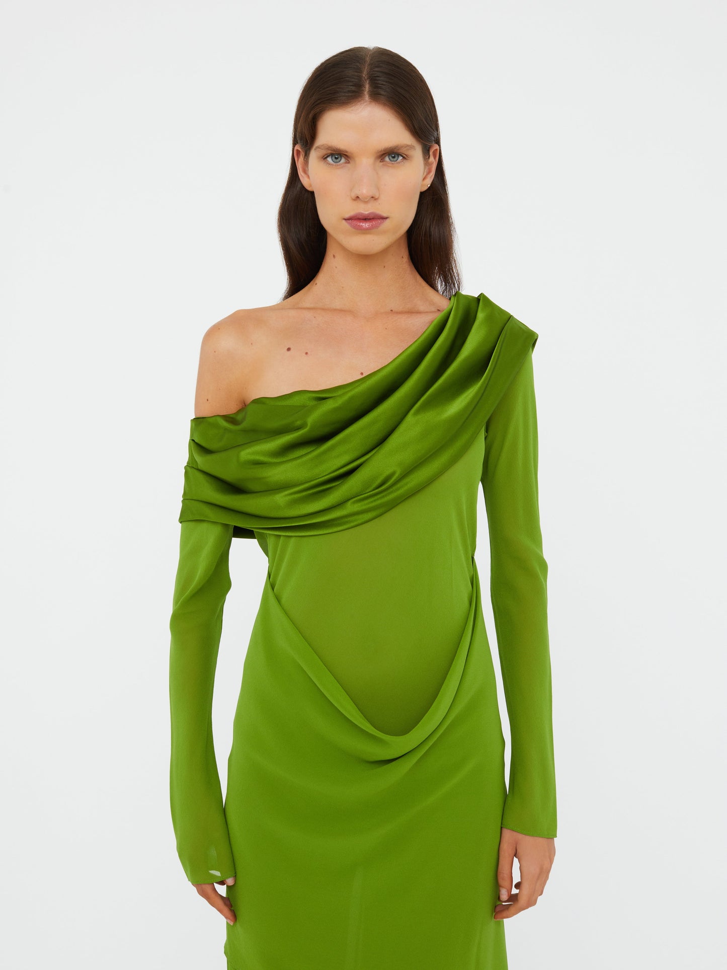 Christopher Esber Silk Draped Shawl Dress (Cactus)