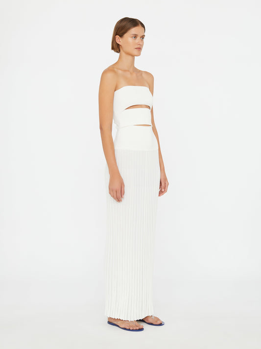 CHRISTOPHER ESBER Slashed Knit Sunray Strapless Dress (White)