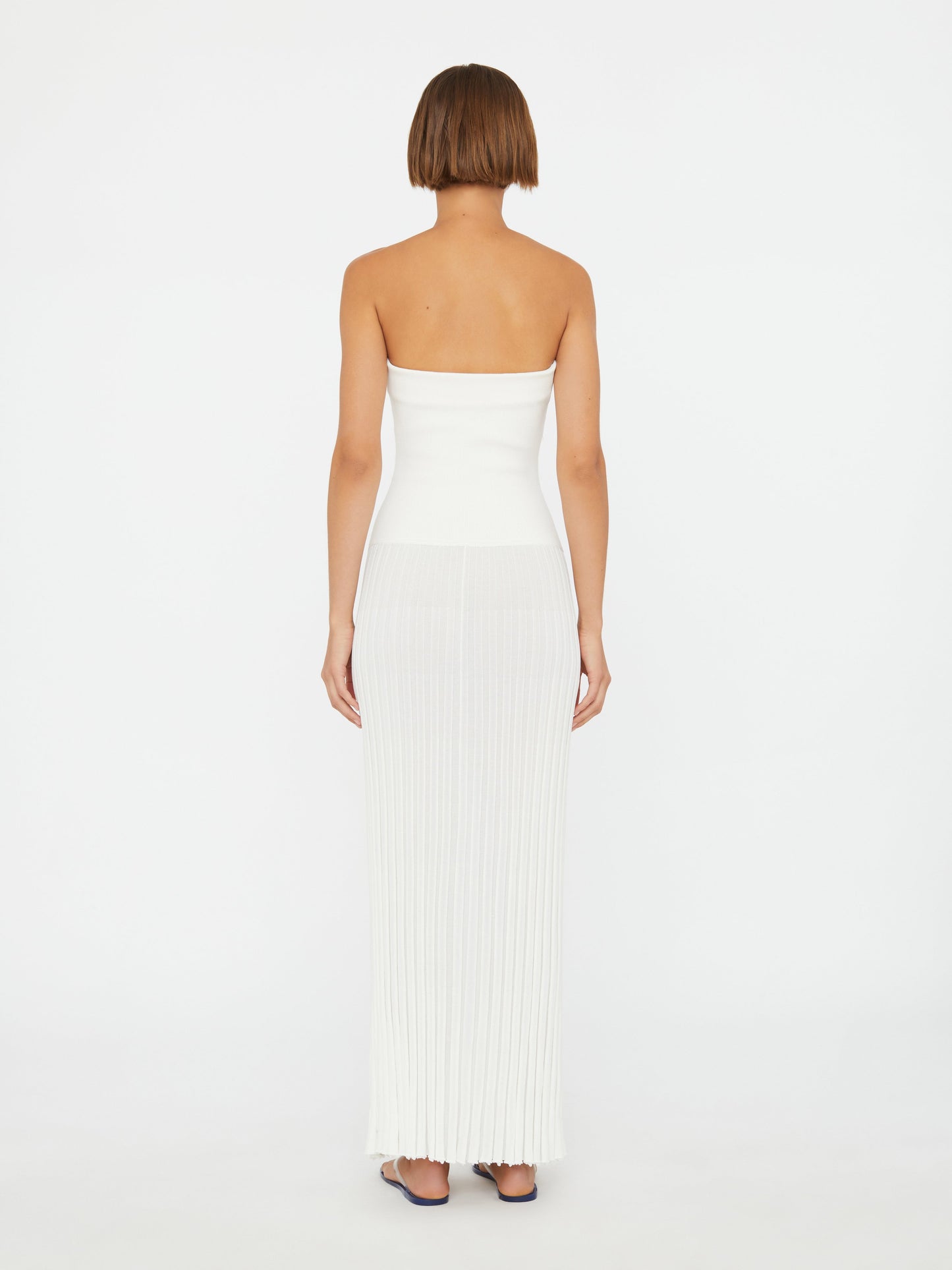CHRISTOPHER ESBER Slashed Knit Sunray Strapless Dress (White)