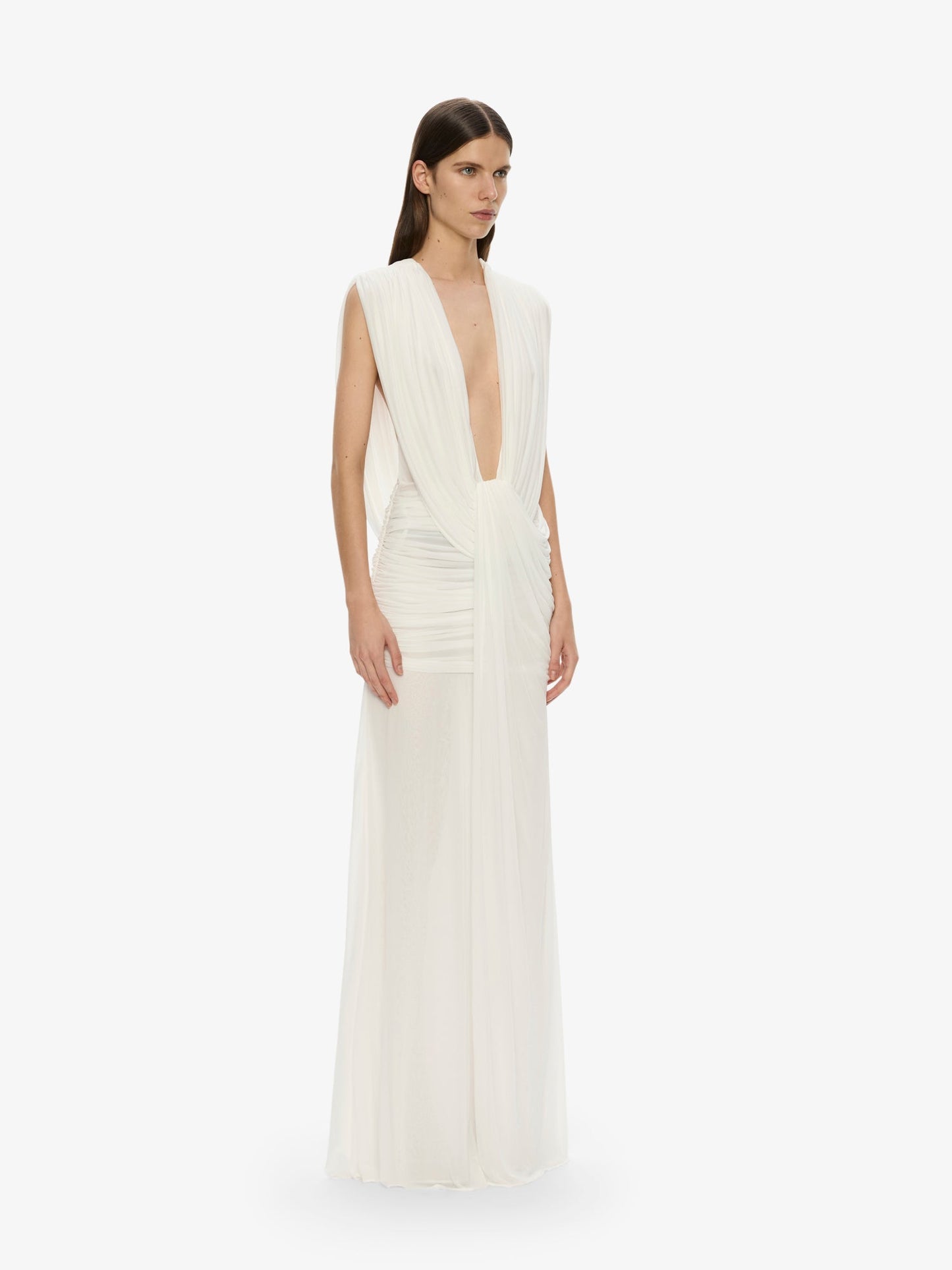 Christopher Esber Ripple Drape Gown (White)
