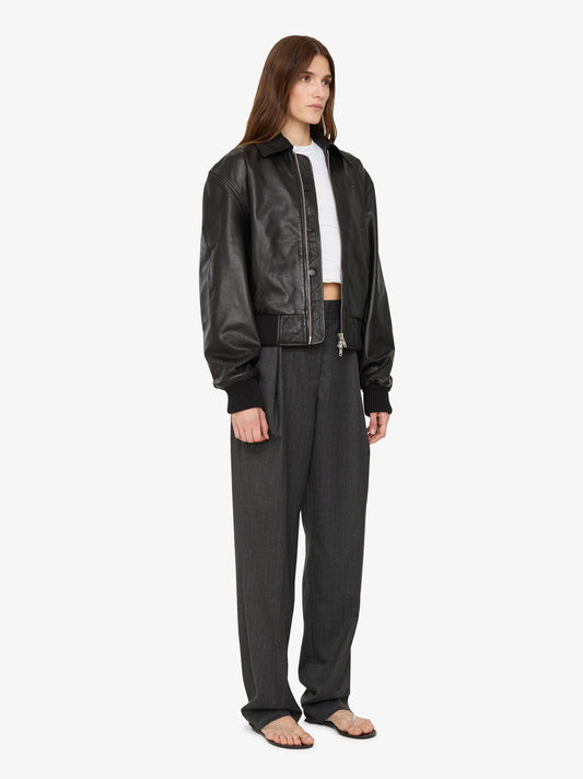 Christopher Esber Leather Flight Bomber (Black)