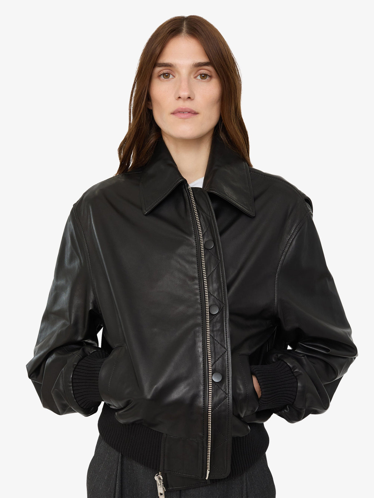 Christopher Esber Leather Flight Bomber (Black)