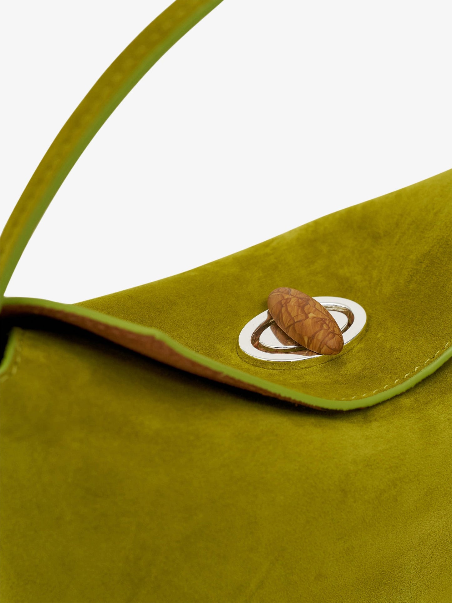 Christopher Esber Turnlock Suede Mini Bag (Chartreuse)