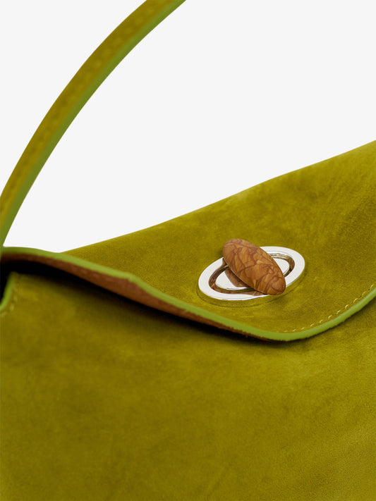 Christopher Esber Turnlock Suede Mini Bag (Chartreuse)