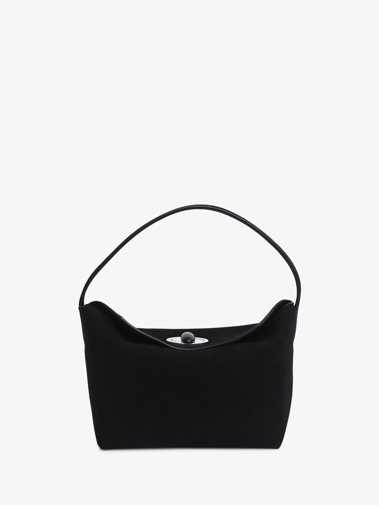 Image of Bags. Product name - Turnlock Suede Mini Bag in Black colour by brand - CHRISTOPHER ESBER