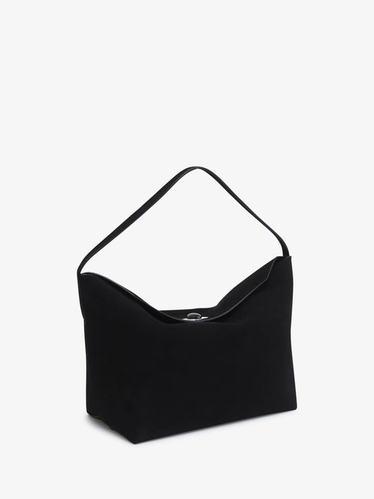 CHRISTOPHER ESBER Turnlock Suede Shoulder Bag (Black)