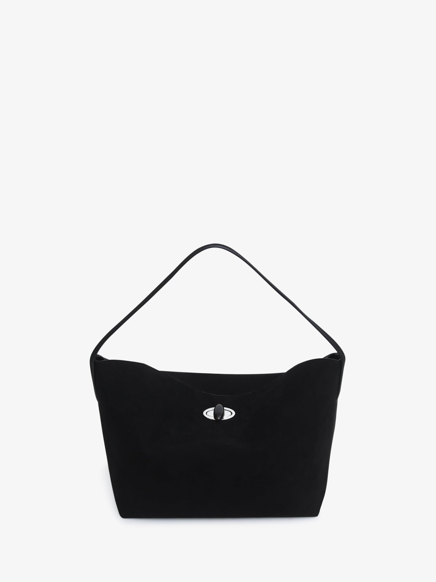 CHRISTOPHER ESBER Turnlock Suede Shoulder Bag (Black)