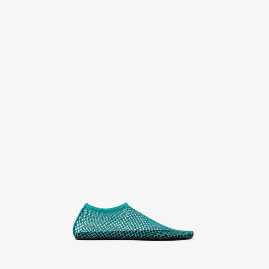 Image of Flats. Product name - Mesh Water Flat in Teal colour by brand - Christopher Esber
