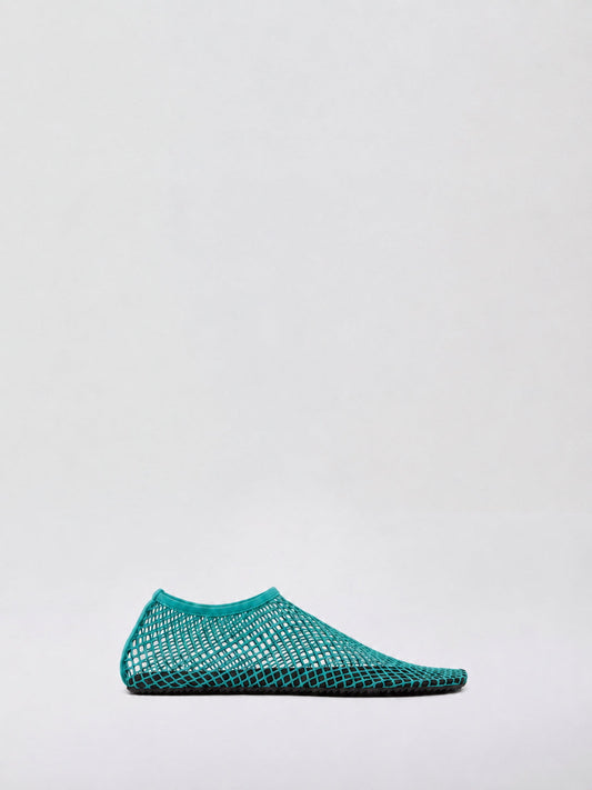 Image of Flats. Product name - Mesh Water Flat in Teal colour by brand - Christopher Esber