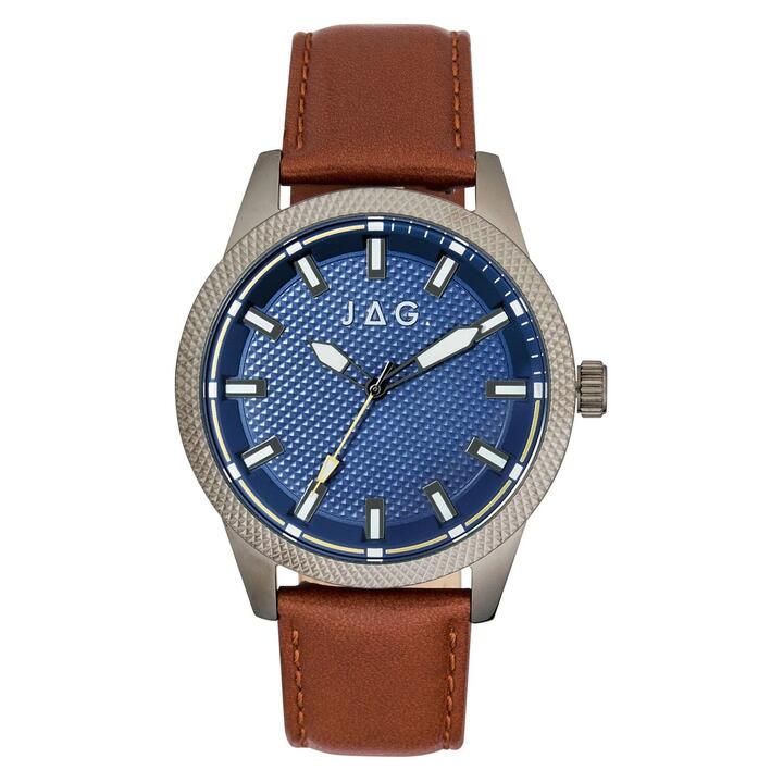 Image of Watches. Productname: JAG Belmont Blue and Tan Watch J2684 in Watch colour by brand - JAG