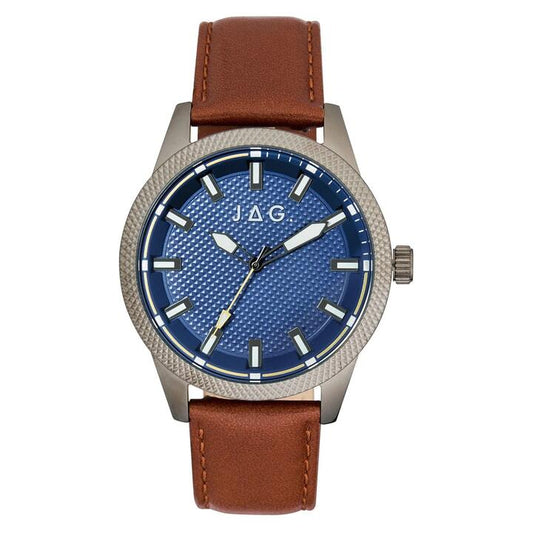 Image of Watches. Productname: JAG Belmont Blue and Tan Watch J2684 in Watch colour by brand - JAG