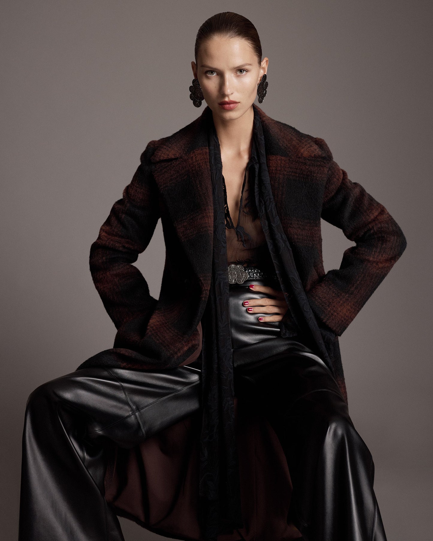 Carla Zampatti Faux Leather Wide Leg Pant (Black)