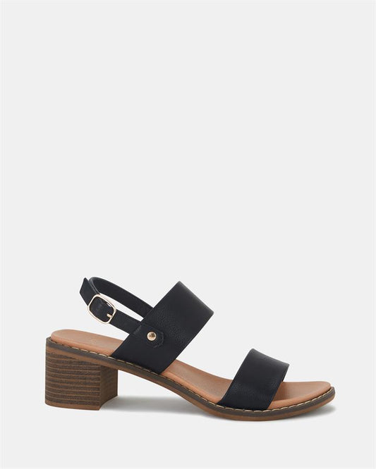 Image of Sandals. Product name - Urina Women's Strappy Low Heel BLACK Novo Sandals in Black colour by brand - NOVO