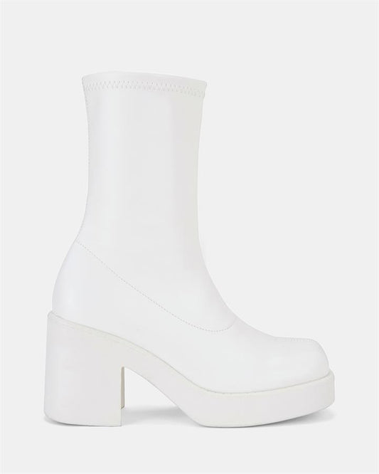 Image of Boots. Product name - Kyleigh Women's Boot High Heel WHITE Novo Boots in White colour by brand - NOVO