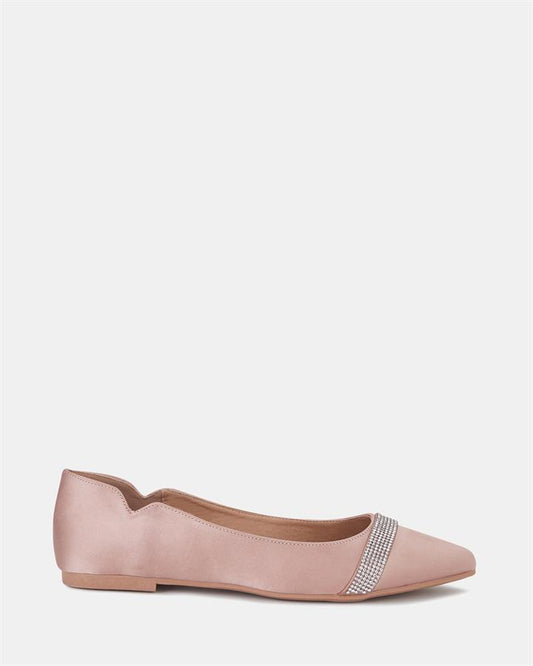 Image of Flats. Product name - Caramia Women's Casual Flat Closed NUDE SATIN Novo Casual in Nude Satin colour by brand - NOVO