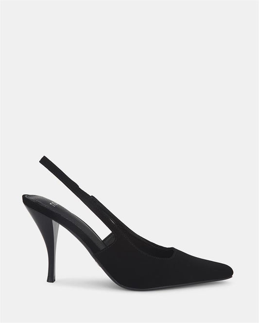 Image of Shoes. Product name - Ionix Women's Court High Heel BLACK NUBUCK Novo Court in Black Nubuck colour by brand - NOVO