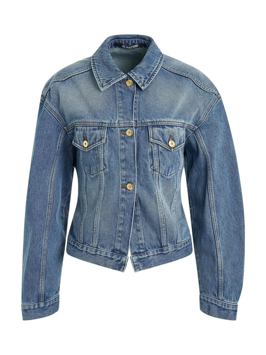 Image of Coats & Jackets. Productname: JACQUEMUS La Vest Denimes Jacket in BLUE colour by brand - JACQUEMUS