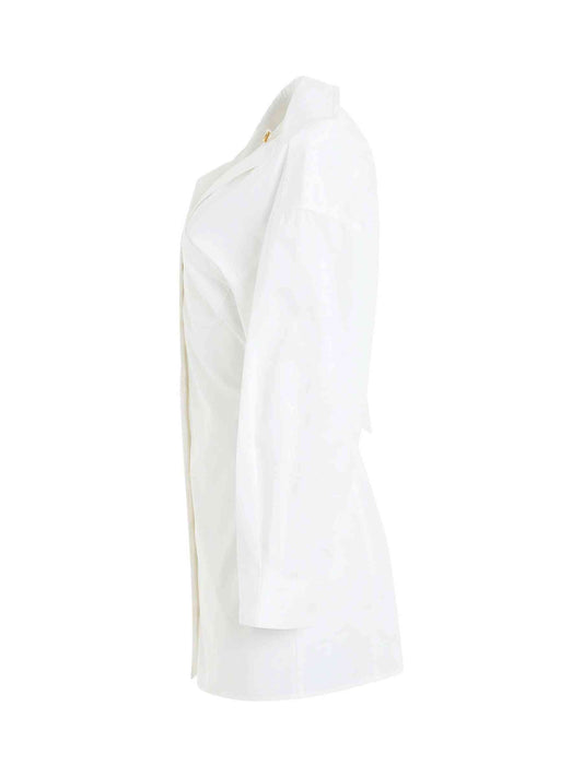 JACQUEMUS La Mini Robe Chemise Dress (White)
