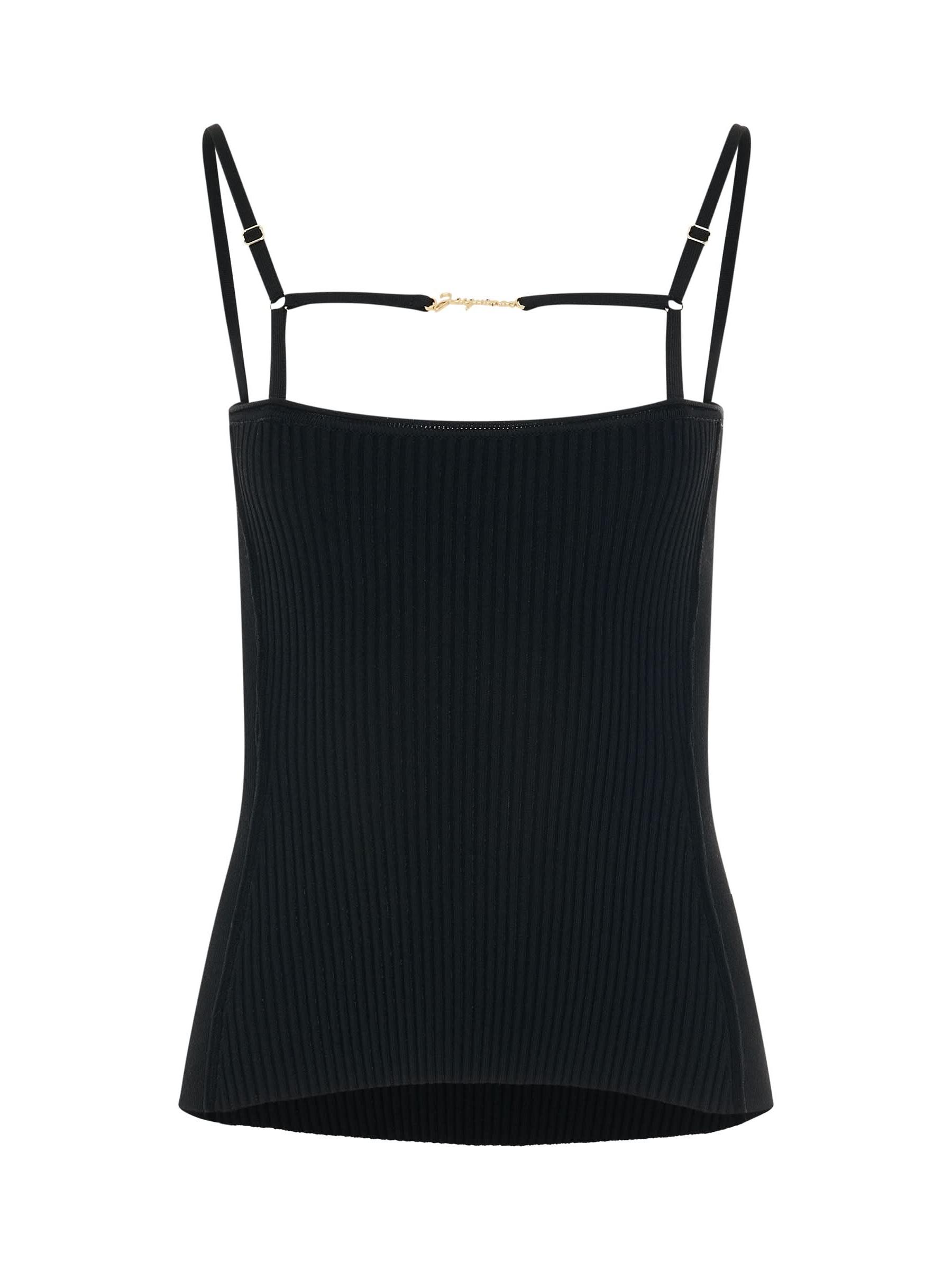 Image of Lingerie. Productname: JACQUEMUS Sierra Sleeveless Lingerie Top in Black colour by brand - JACQUEMUS
