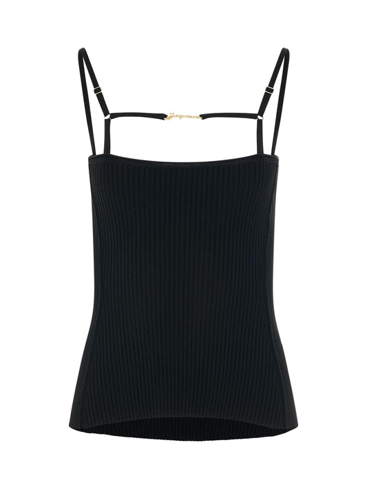 Image of Lingerie. Productname: JACQUEMUS Sierra Sleeveless Lingerie Top in Black colour by brand - JACQUEMUS