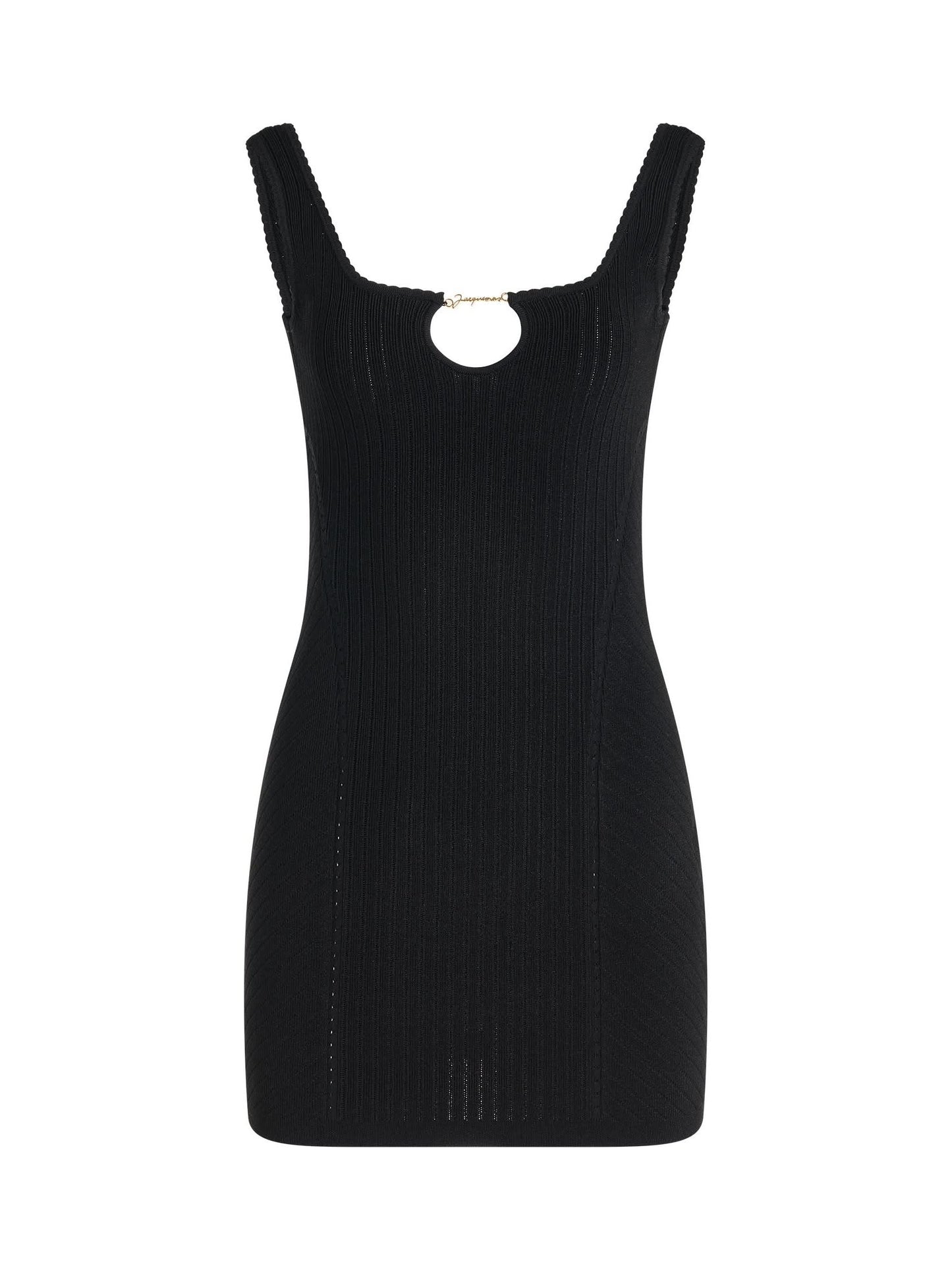 Image of a model wearing Dress. Productname: JACQUEMUS Sierra Lingerie Mini Dress in Black colour by brand - JACQUEMUS