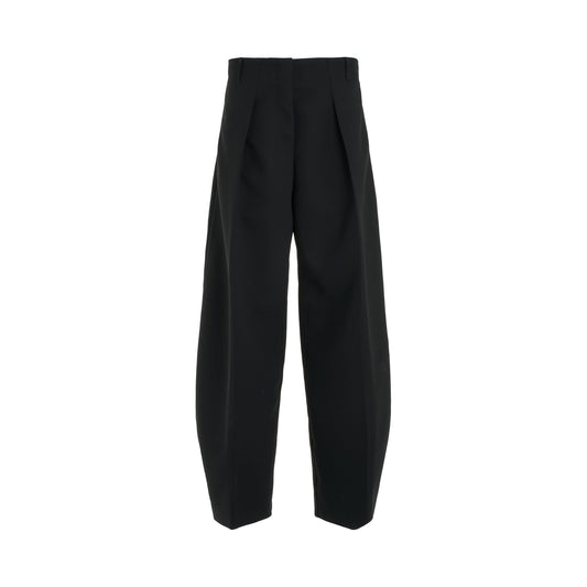 Image of a model wearing Pants. Productname: JACQUEMUS Ovalo Cigarette Pants in BLACK colour by brand - JACQUEMUS