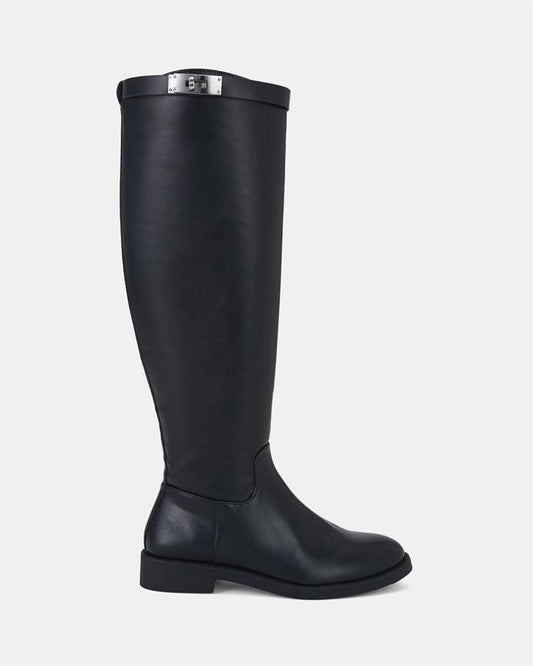 Image of Boots. Product name - Ohara Women's Boot Low-Mid Heel BLACK Novo Boots in Black colour by brand - NOVO