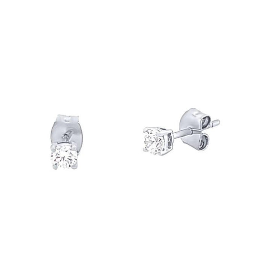 Image of Earrings. Product name - 3mm Claw Set Cubic Zirconia Stud Earrings in 9kt Yellow Gold in colour by brand - Bevilles