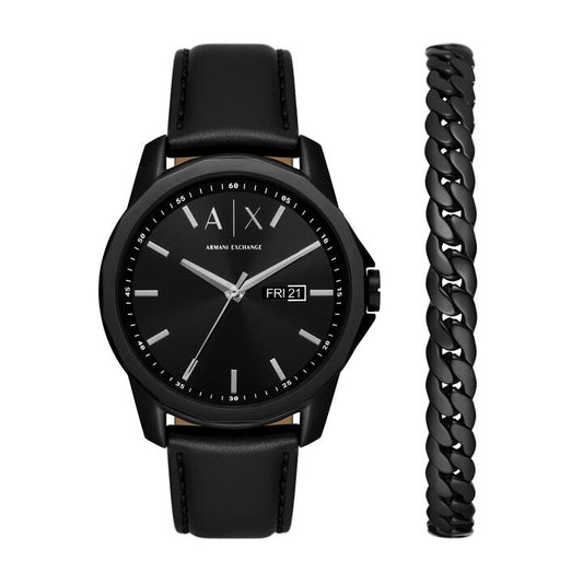 Image of Watches. Productname: Armani Exchange Banks AX7147SET Black Men's Watch Gift Set in Watch colour by brand - Armani Exchange