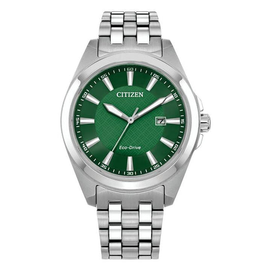 Image of Watches. Productname: Citizen Eco Drive BM7530-50X Green and Silver Men's Watch in Watch colour by brand - Citizen