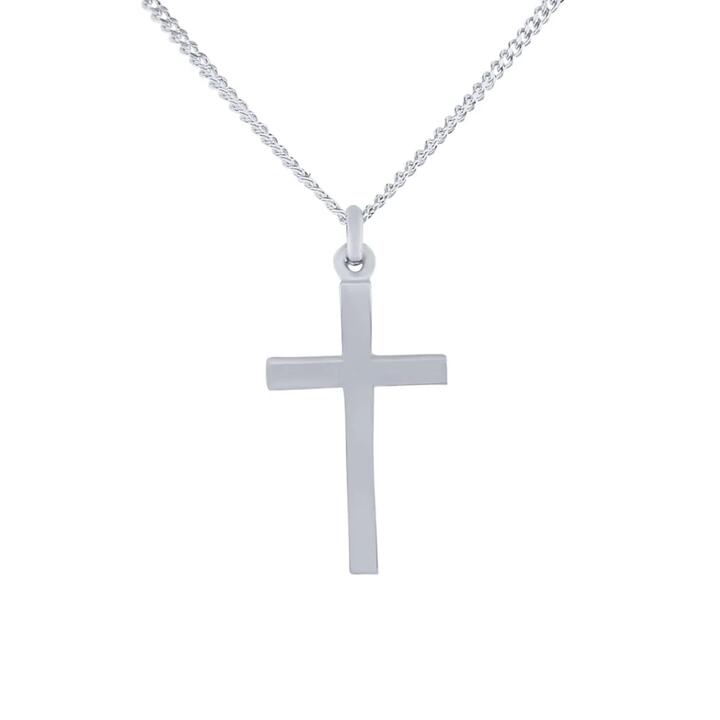Image of Flats. Productname: 50cm Flat Cross Necklace in Sterling Silver in Silver colour by brand - Bevilles
