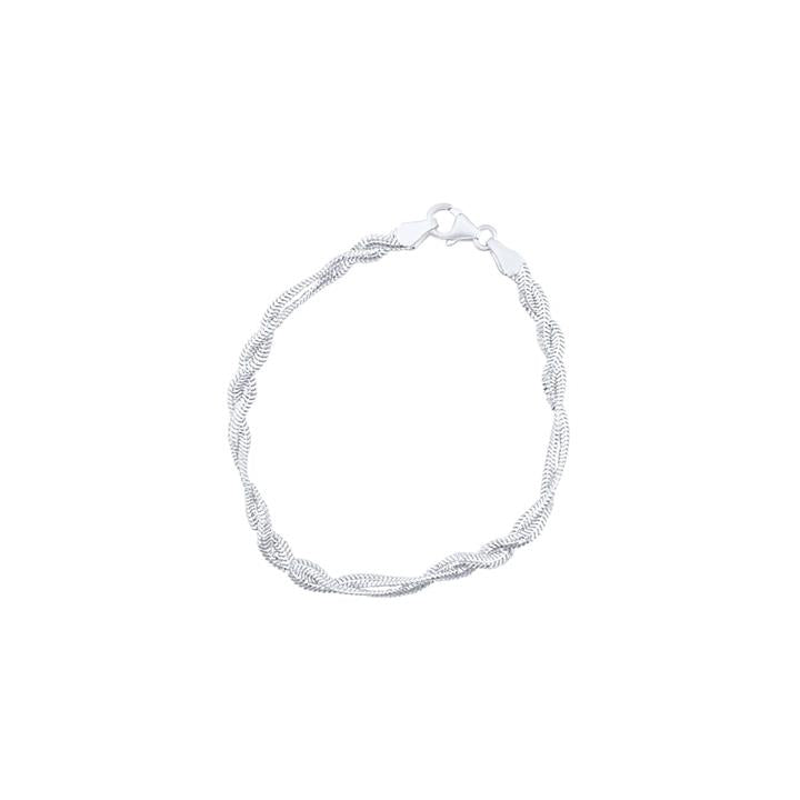 Image of Bracelets. Product name - 19cm Herringbone Plait Bracelet in Sterling Silver in colour by brand - Bevilles
