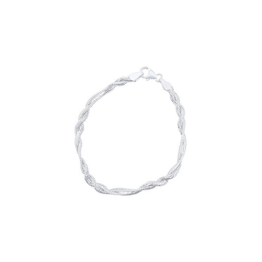 Image of Bracelets. Product name - 19cm Herringbone Plait Bracelet in Sterling Silver in colour by brand - Bevilles