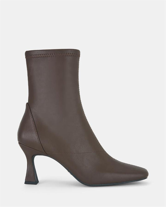 Image of Boots. Product name - Delilah Women's Boot Low-Mid Heel CHOCOLATE Novo Boots in Chocolate colour by brand - NOVO