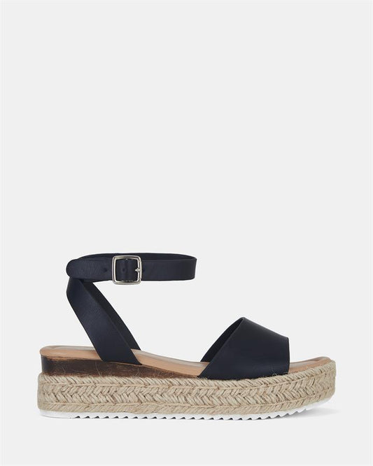 Image of Sandals. Product name - Tesa Women's Strappy Flat BLACK Novo Sandals in Black colour by brand - NOVO