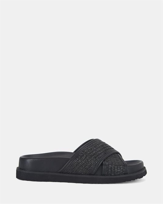 Image of Sandals. Product name - Saoirse Women's Thongs BLACK RAFFIA Novo Thongs in Black Raffia colour by brand - NOVO