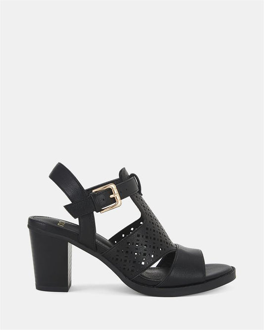 Image of Sandals. Product name - Frannie Women's Peep Toe BLACK Novo Sandals in Black colour by brand - NOVO