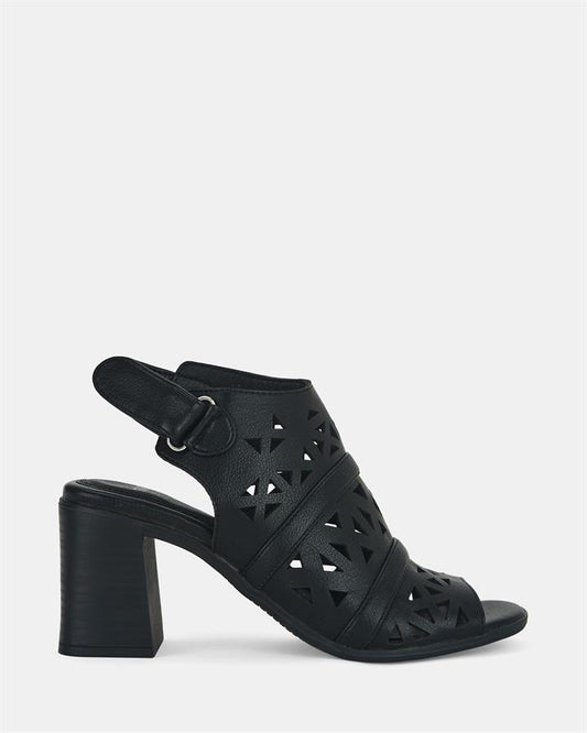 Image of Sandals. Product name - Fraser Women's Peep Toe BLACK Novo Sandals in Black colour by brand - NOVO
