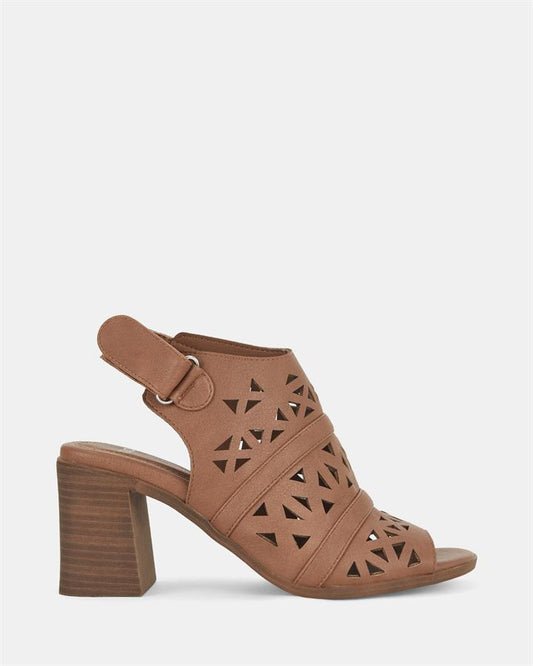 Image of Sandals. Product name - Fraser Women's Peep Toe TAN Novo Sandals in Tan colour by brand - NOVO