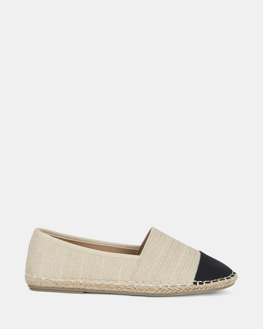 Image of Flats. Product name - Emara Women's Casual Flat Closed METALLIC LINEN Novo Casual in Metallic Linen colour by brand - NOVO