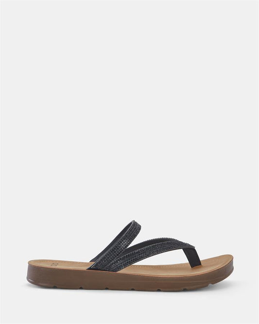 Image of Sandals. Product name - Sleaha Women's Thongs BLACK Novo Thongs in Black colour by brand - NOVO