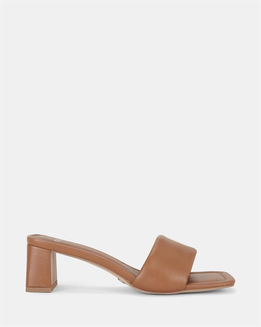 Image of Sandals. Product name - Ugenia Women's Strappy Low Heel CARAMEL Novo Sandals in Caramel colour by brand - NOVO