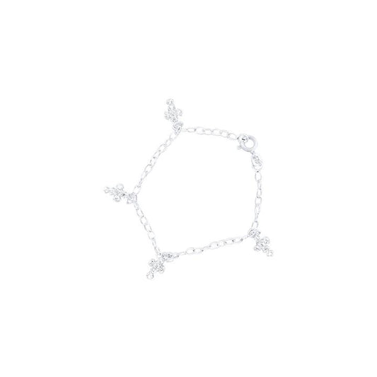 Image of Bracelets. Productname: 15cm Children's Cross Charm Bracelet with Cubic Zirconia in Sterling Silver in Silver colour by brand - Bevilles