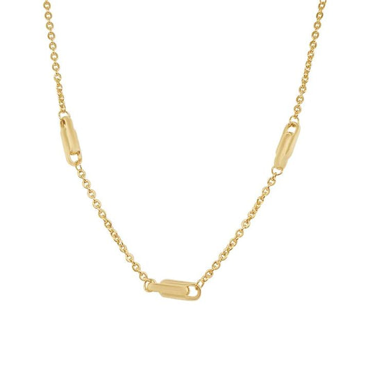 Image of Necklaces. Productname: 47cm 9kt Yellow Gold Silver Infused Necklace with Bars in Gold colour by brand - Bevilles
