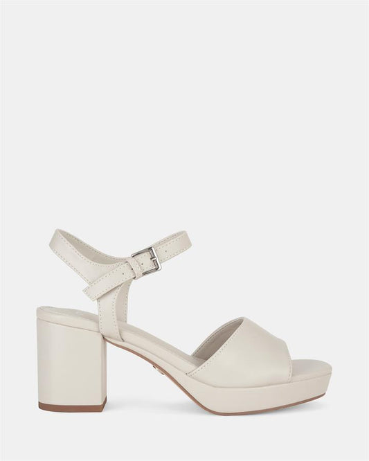 Image of Sandals. Product name - Leto Women's Strappy Low Heel CREAM Novo Sandals in Cream colour by brand - NOVO